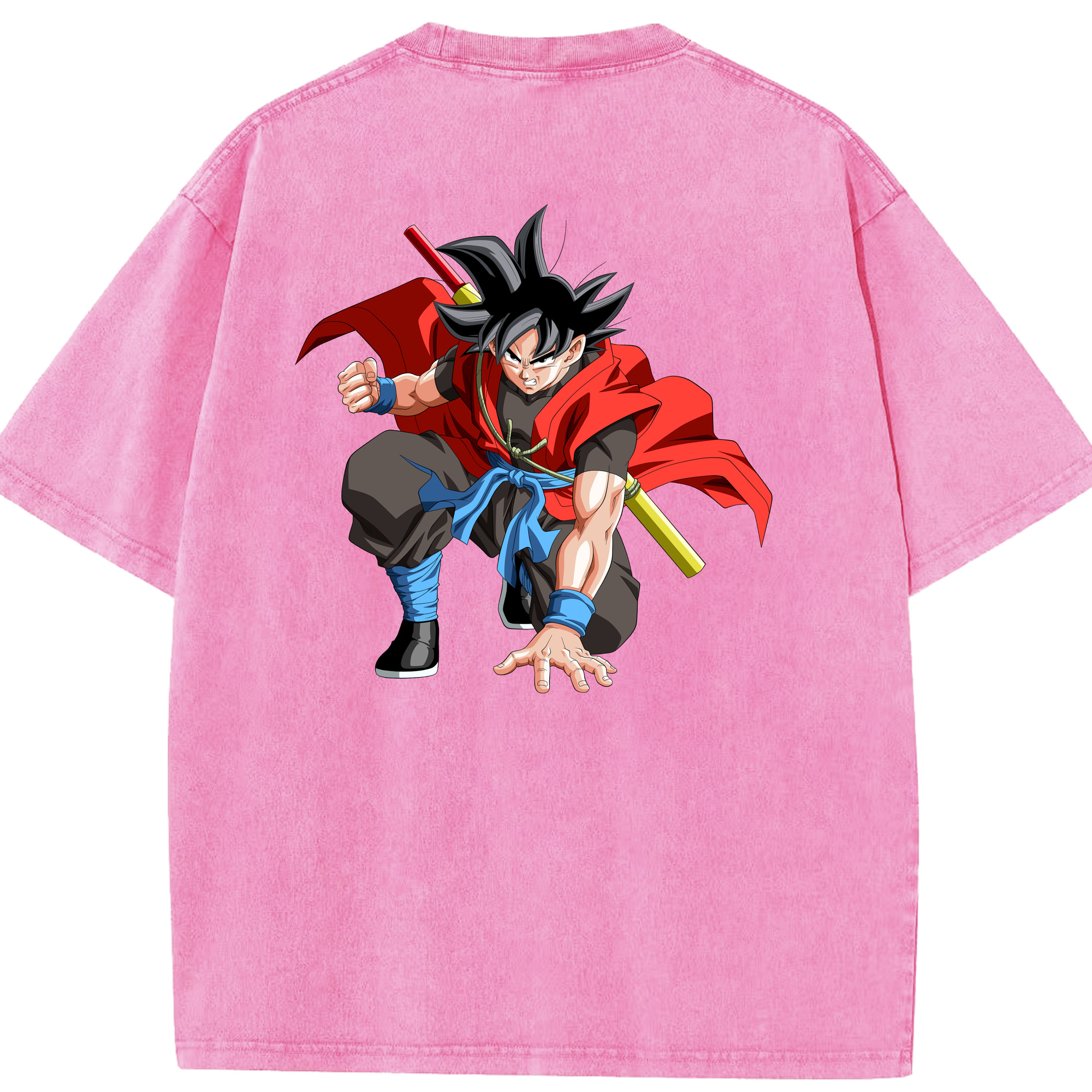 （画像用） ドラゴンボール 孫悟空（そん ごくう）Son Goku カカロット DRAGON BALL Kakarotto 綿100% ヴィンテージ風 半袖Tシャツ（背面プリント）